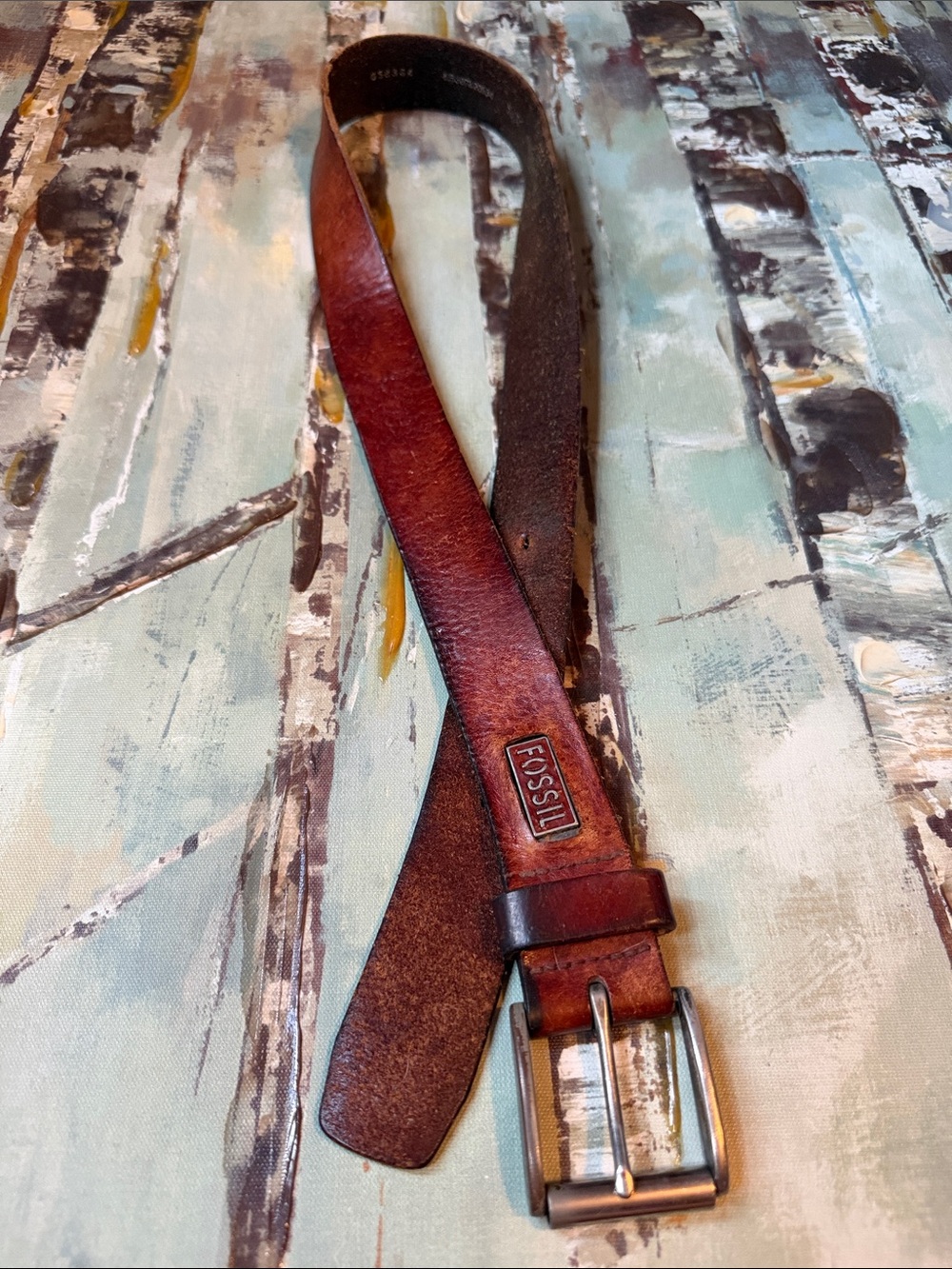 Y2K Vintage Genuine Brown Leather Belt, Mens 34